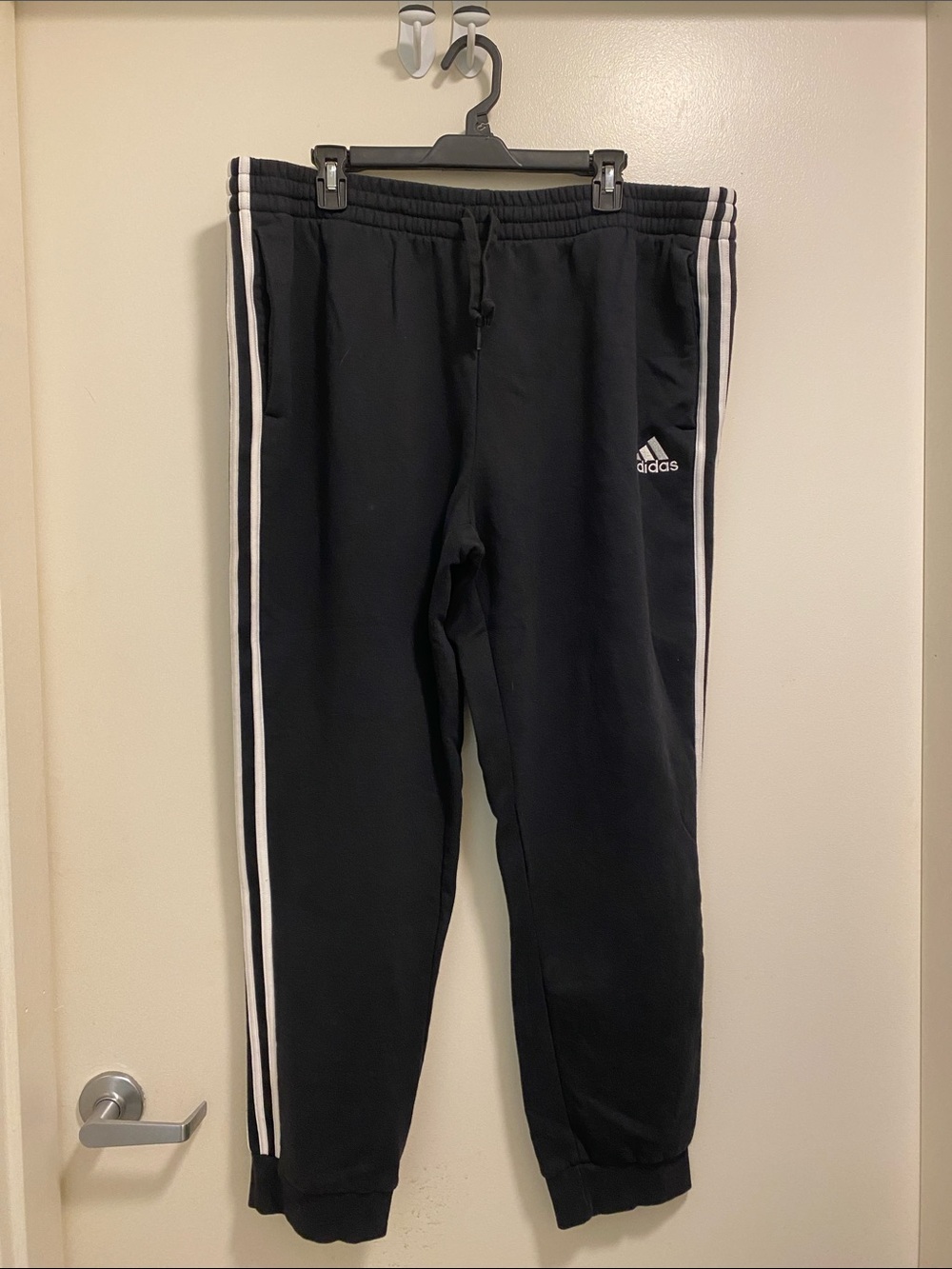 adidas Black Jogger Sweatpants with White Side Stripes